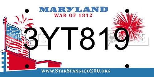 3YT819 Maryland License Plate