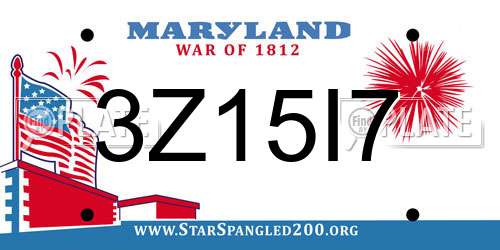 3Z15I7 Maryland License Plate