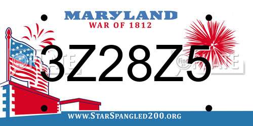 3Z28Z5 Maryland License Plate