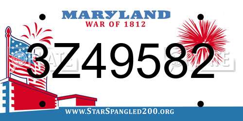 3Z49582 Maryland License Plate