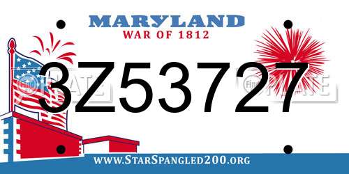 3Z53727 Maryland License Plate