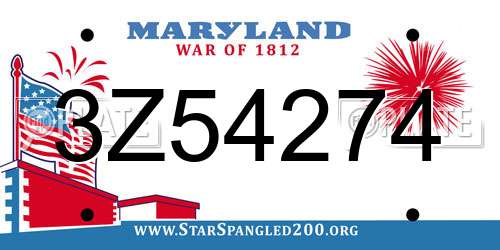 3Z54274 Maryland License Plate