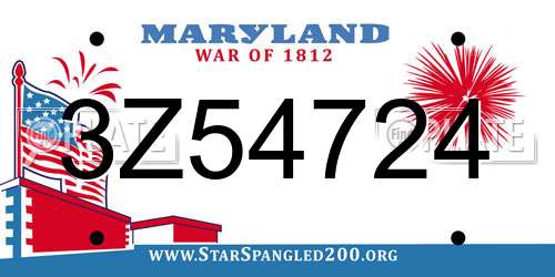 3Z54724 Maryland License Plate