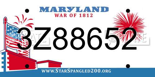 3Z88652 Maryland License Plate