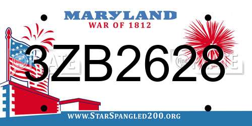 3ZB2628 Maryland License Plate