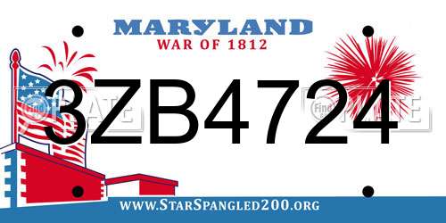 3ZB4724 Maryland License Plate