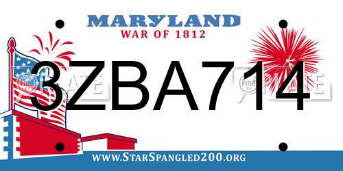 3ZBA714 Maryland License Plate