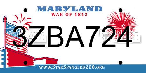 3ZBA724 Maryland License Plate