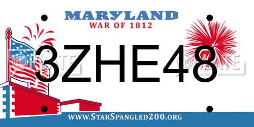 3ZHE48 Maryland License Plate