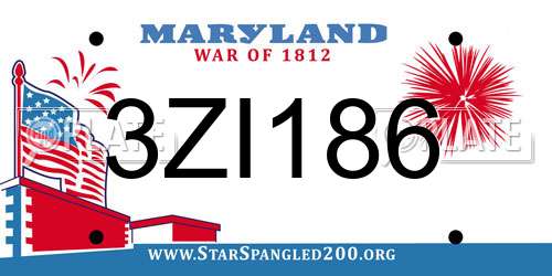 3ZI186 Maryland License Plate