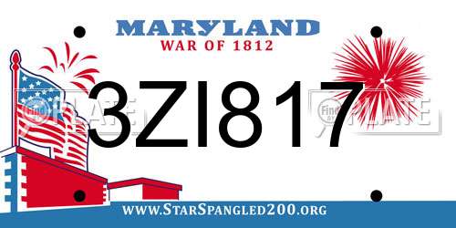 3ZI817 Maryland License Plate