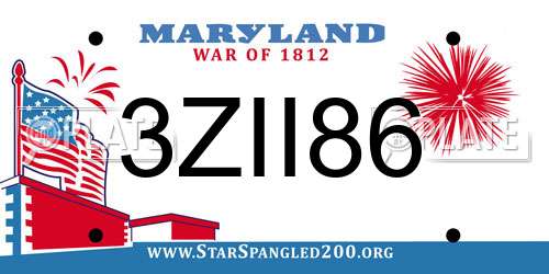 3ZII86 Maryland License Plate