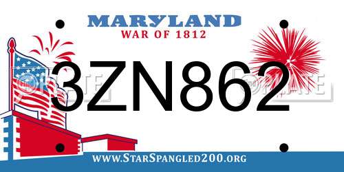 3ZN862 Maryland License Plate
