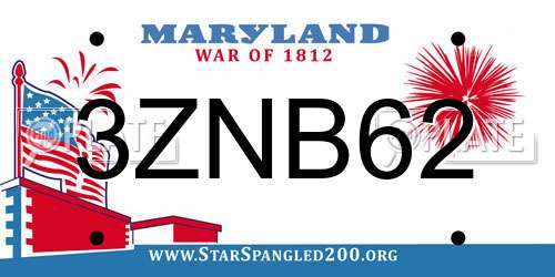 3ZNB62 Maryland License Plate