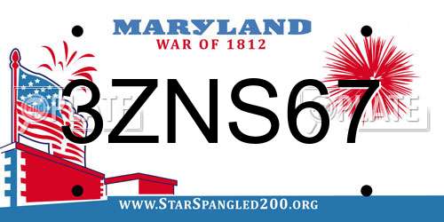 3ZNS67 Maryland License Plate