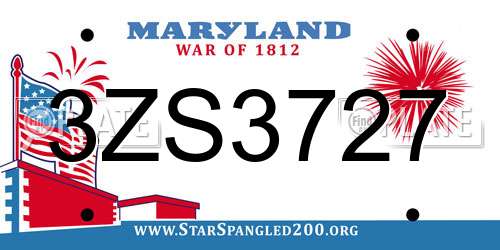 3ZS3727 Maryland License Plate