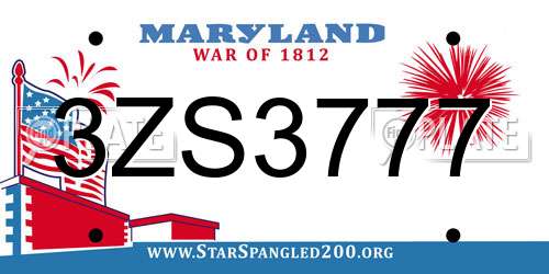 3ZS3777 Maryland License Plate