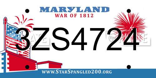 3ZS4724 Maryland License Plate