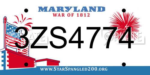 3ZS4774 Maryland License Plate