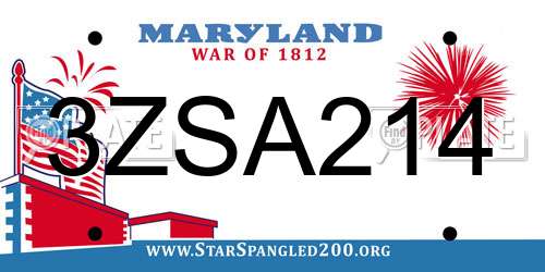 3ZSA214 Maryland License Plate