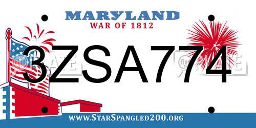 3ZSA774 Maryland License Plate
