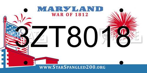 3ZT8018 Maryland License Plate