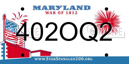 402OQ2 Maryland License Plate