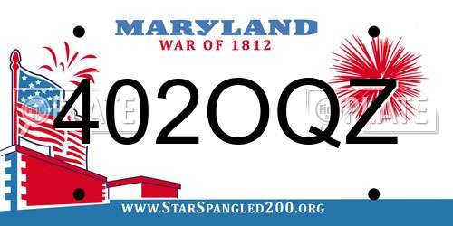 402OQZ Maryland License Plate