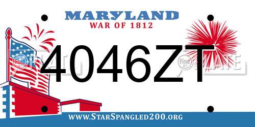 4046ZT Maryland License Plate