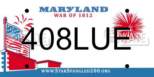 408LUE Maryland License Plate