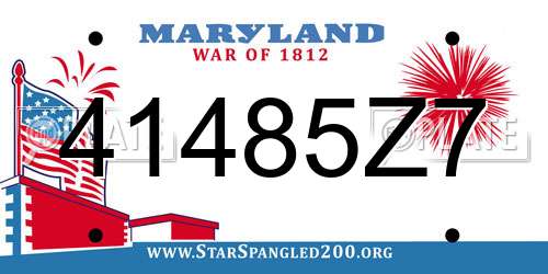 41485Z7 Maryland License Plate