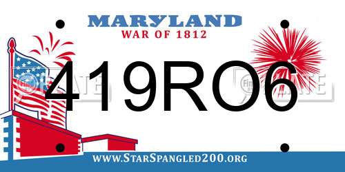 419RO6 Maryland License Plate