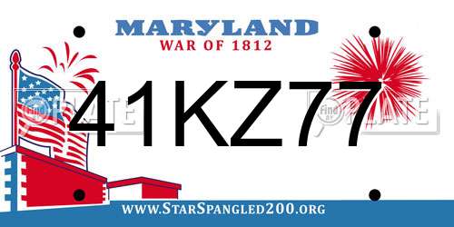 41KZ77 Maryland License Plate
