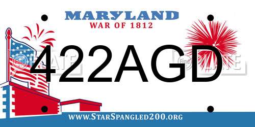 422AGD Maryland License Plate
