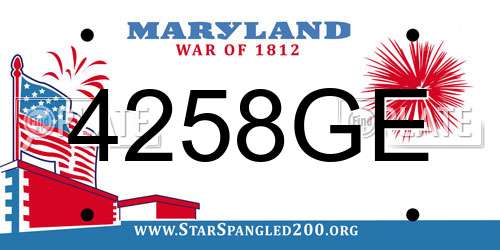4258GE Maryland License Plate
