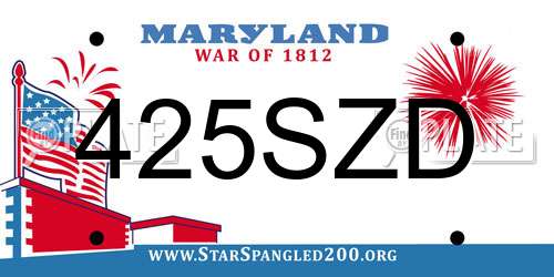 425SZD Maryland License Plate