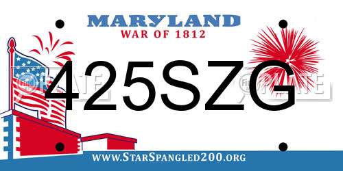 425SZG Maryland License Plate