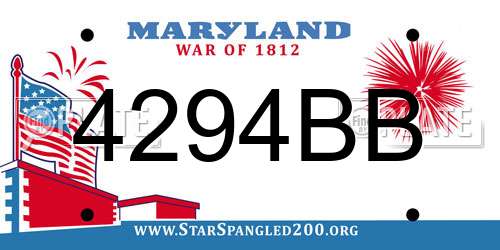 4294BB Maryland License Plate