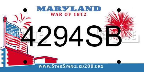 4294SB Maryland License Plate