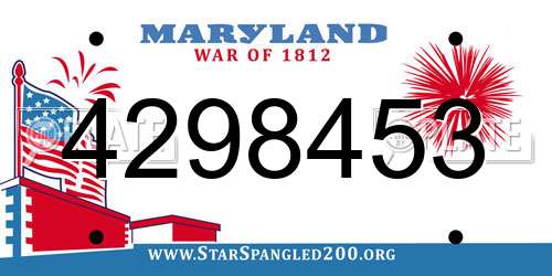 4298453 Maryland License Plate