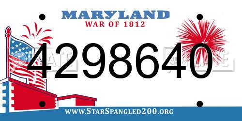 4298640 Maryland License Plate