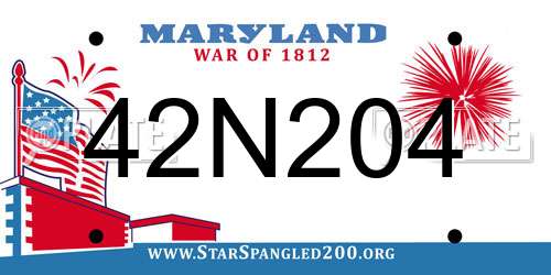 42N204 Maryland License Plate