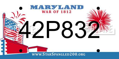 42P832 Maryland License Plate