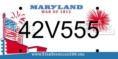 42V555 Maryland License Plate