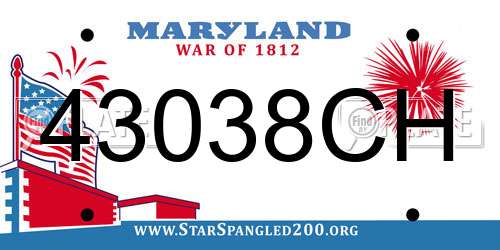 43038CH Maryland License Plate
