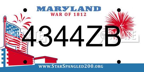 4344ZB Maryland License Plate