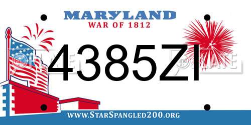 4385ZI Maryland License Plate