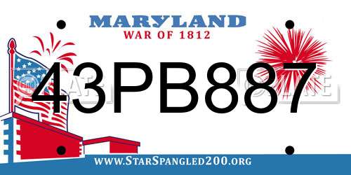 43PB887 Maryland License Plate