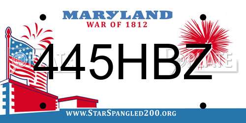 445HBZ Maryland License Plate