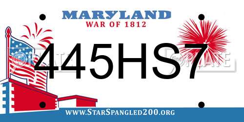 445HS7 Maryland License Plate